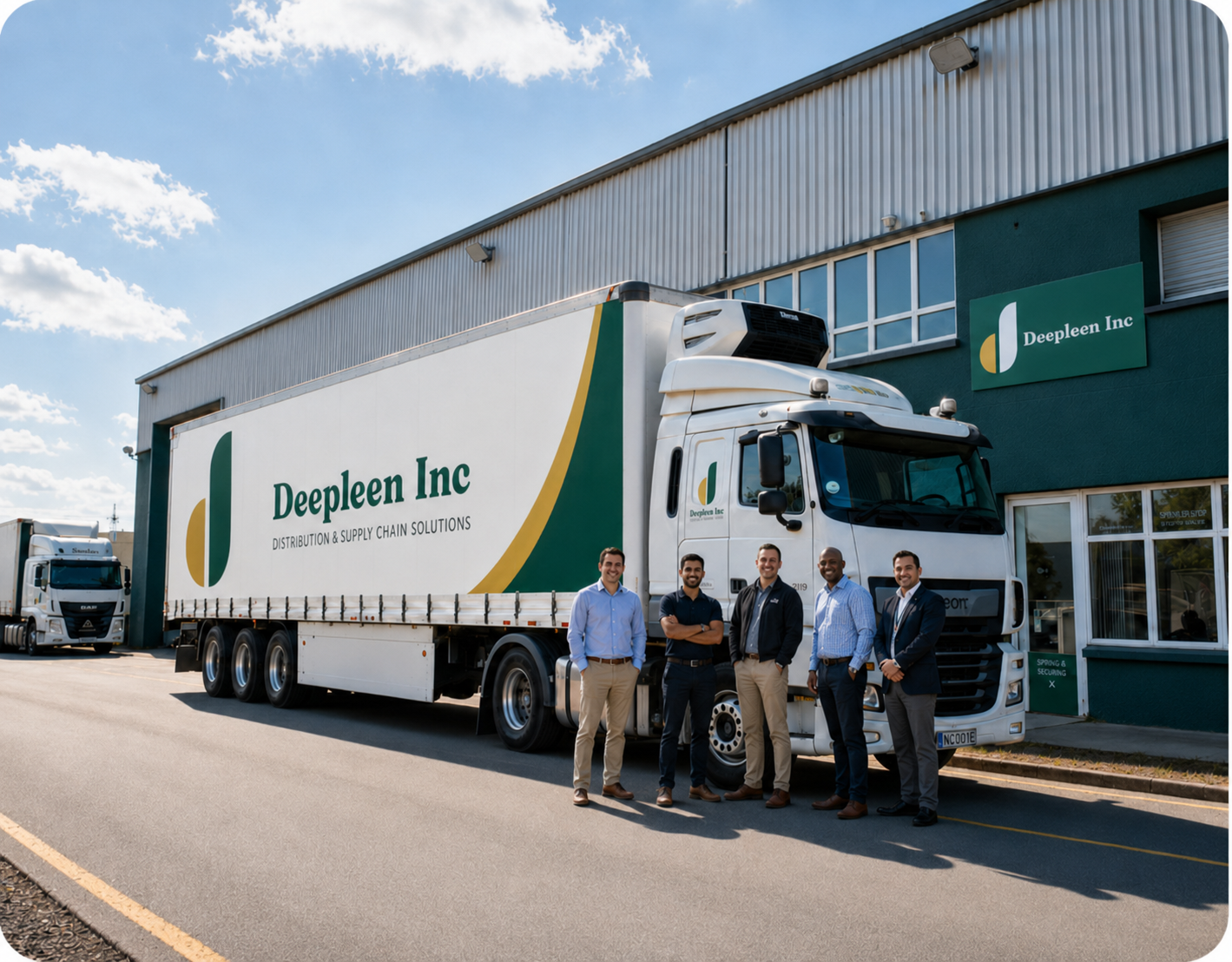 Deepleen Inc distribution warehouse, branded truck, and operations team