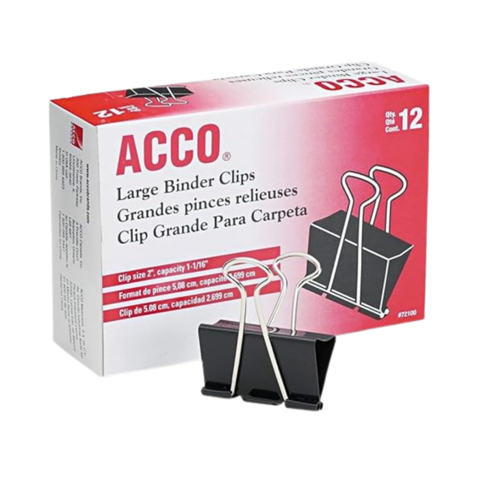 ACCO Brands Binder Clips, Large, 1 Box