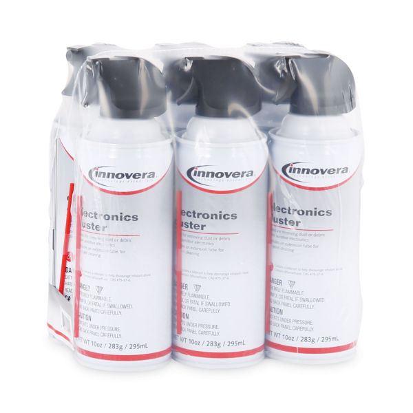 Innovera Compressed Air Duster Cleaner, 10 oz Can, 6/Pack