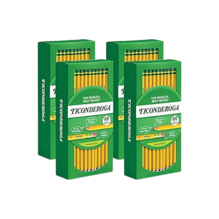 Ticonderoga Wood-Cased Pencils, Pre-Sharpened, 2 HB Soft, Yellow, 240 Count
