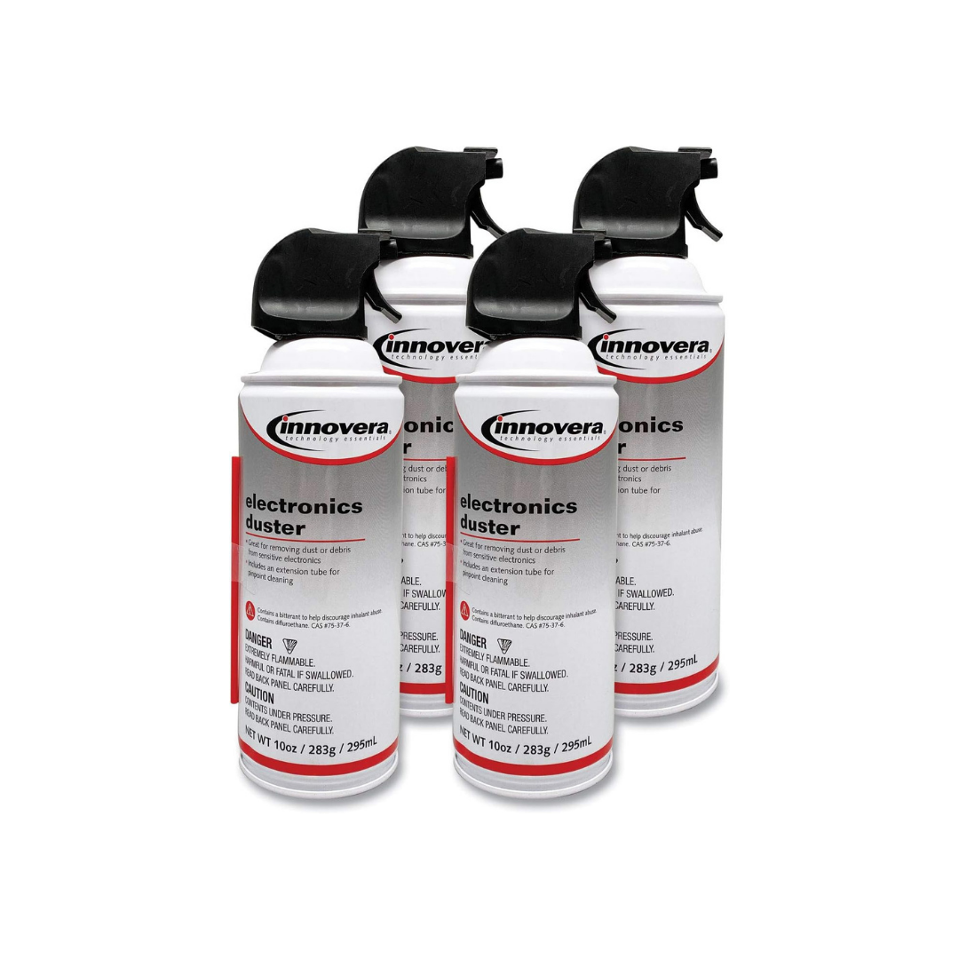 Innovera 10014 Compressed Air Duster Cleaner, 10 oz Can, 4/Pack