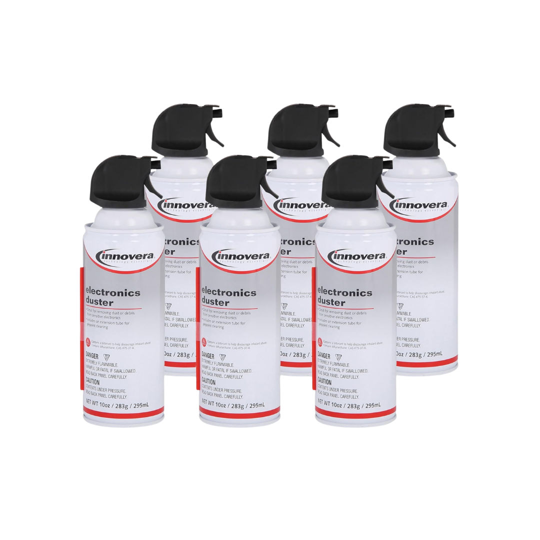 Innovera Compressed Air Duster Cleaner, 10 oz Can, 6/Pack